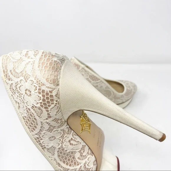Charlotte Olympia Polly Pumps Lace Platform 6.5 - Picture 14 of 16